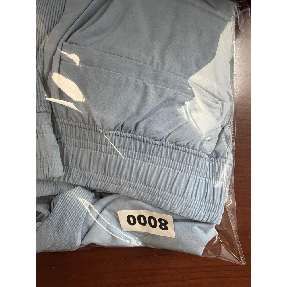 Athleta Jogger Pants Womens 10 Blue Elastic Waist Stretch Ribbed Ankle Pockets - Picture 11 of 11